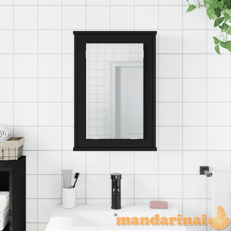 Veidrodinė vonios spintelė, juoda, 42x12x60cm, apdirbta mediena