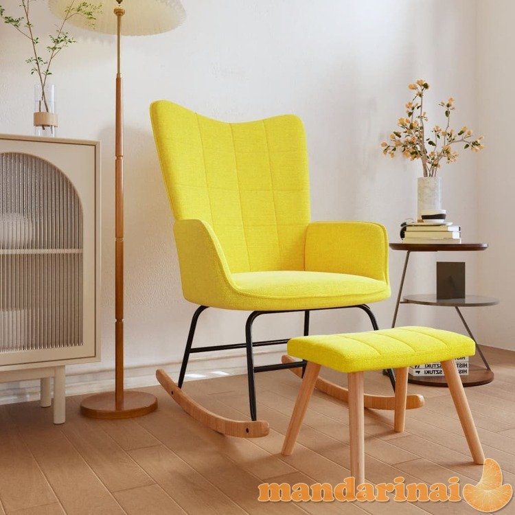 Supama kėdė su pakoja, garstyčių geltonos spalvos, audinys