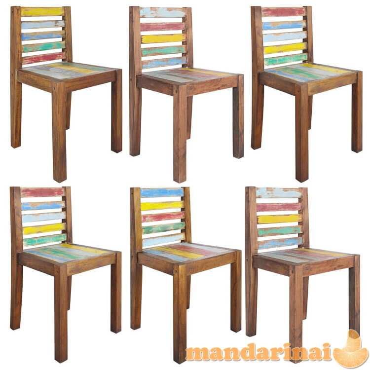 Valgomojo kėdės, 6vnt., perdirbtos medienos masyvas