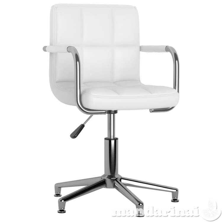 Pasukamos valgomojo kėdės, 2vnt., baltos spalvos, dirbtinė oda