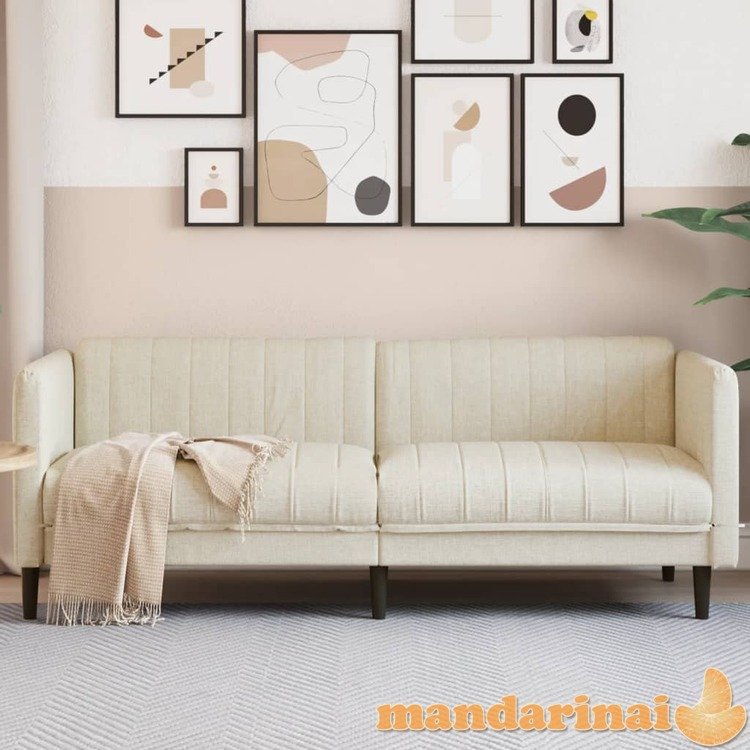 Trivietė sofa, kreminės spalvos, audinys