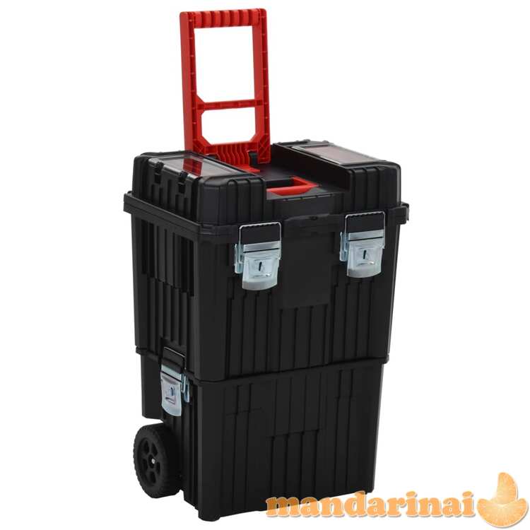 Įrankių dėžė-vežimėlis, juodas ir raudonas, polipropilenas