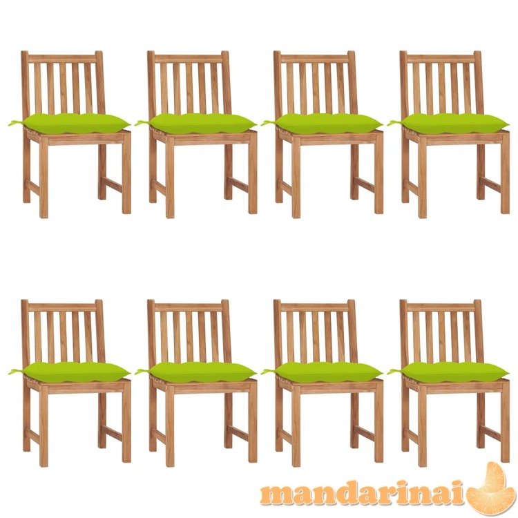Sodo kėdės su pagalvėlėmis, 8vnt., tikmedžio medienos masyvas