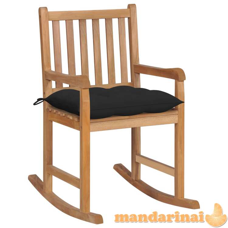 Supama kėdė su juoda pagalvėle, tikmedžio masyvas