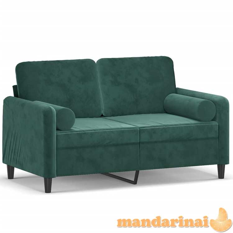 Dvivietė sofa su pagalvėlėmis, tamsiai žalia, 120cm, aksomas