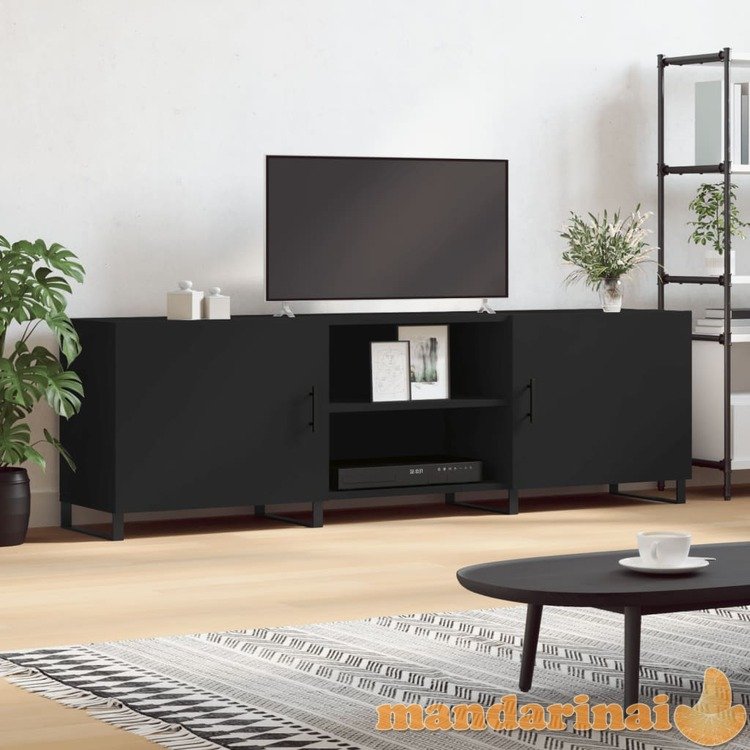 Televizoriaus spintelė, juoda, 150x30x50cm, apdirbta mediena