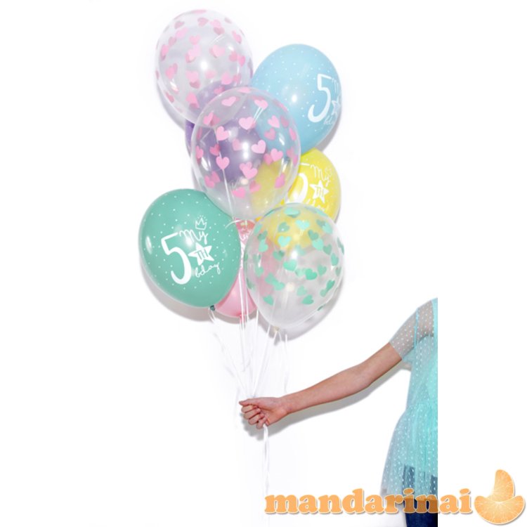 Balloons 30cm, Hearts, Crystal Clear (1 pkt / 6 pc.)