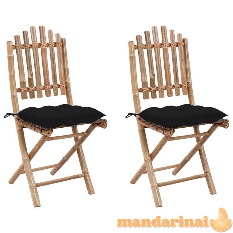 Sulankstomos sodo kėdės su pagalvėlėmis, 2vnt., bambukas