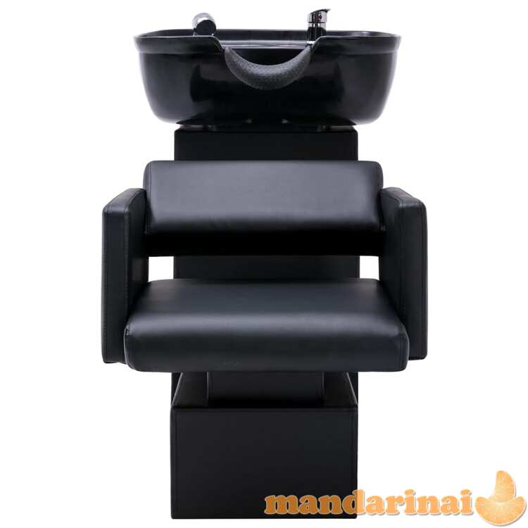 Kirpyklos kėdė su plautuve, juoda, 129x59x82cm, dirbtinė oda
