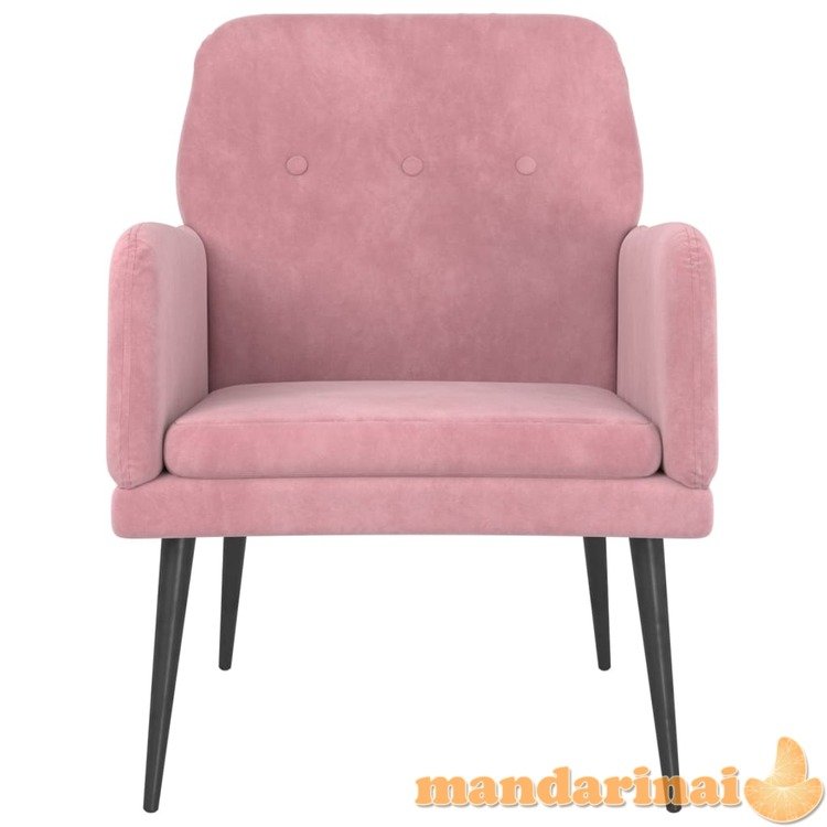 Krėslas, rožinės spalvos, 62x79x79cm, aksomas