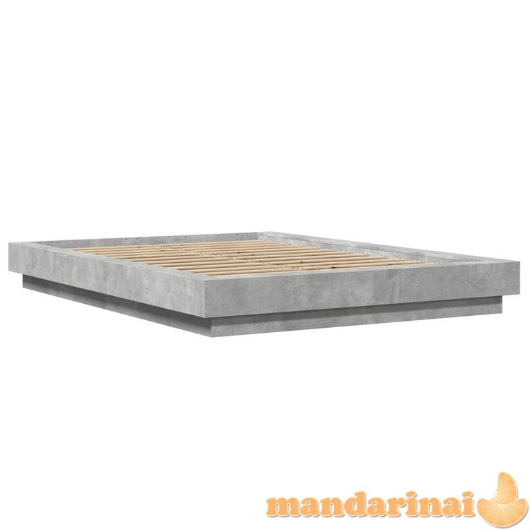 Lovos rėmas su led, betono pilkas, 120x190cm, apdirbta mediena
