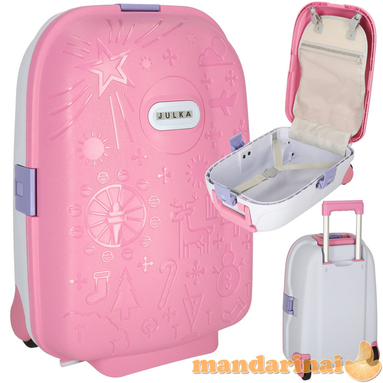 Vaikiškas kelioninis lagaminas ant ratų rausvos spalvos