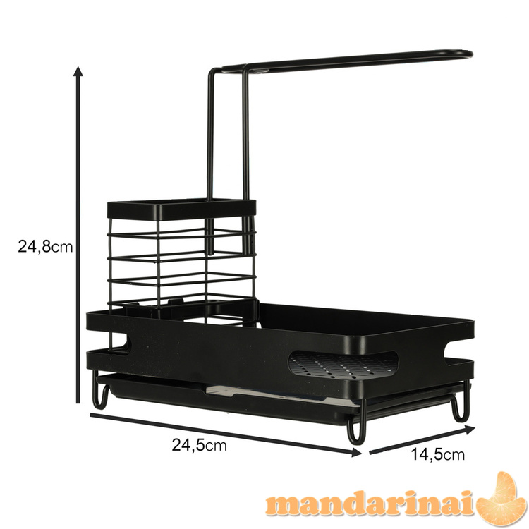 Virtuvės organizatorius kriauklei virtuvės reikmenų lentyna juoda