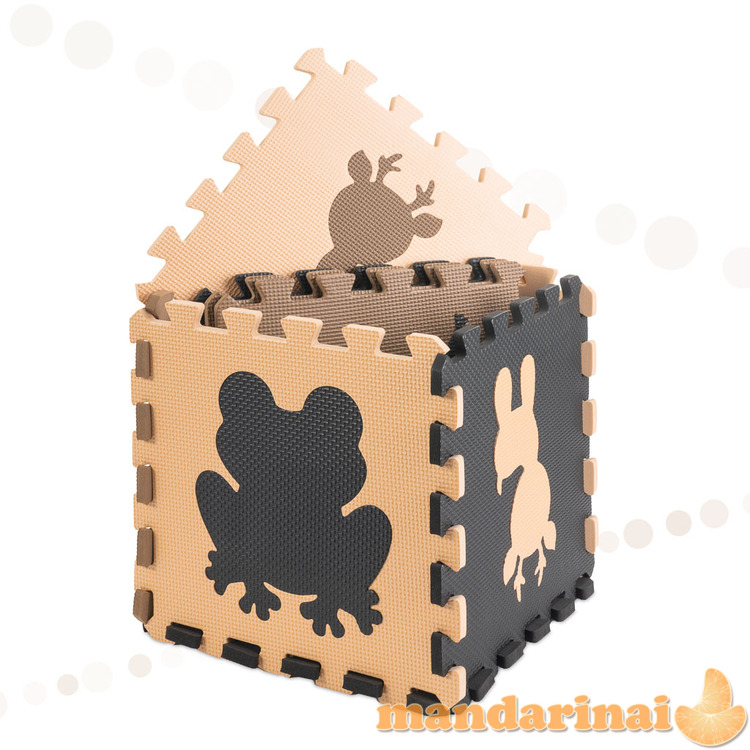 Vaikiškas porolono kilimėlis dėlionė 9el. smėlio-ruda-juoda 85cm x 85cm x 1cm 2