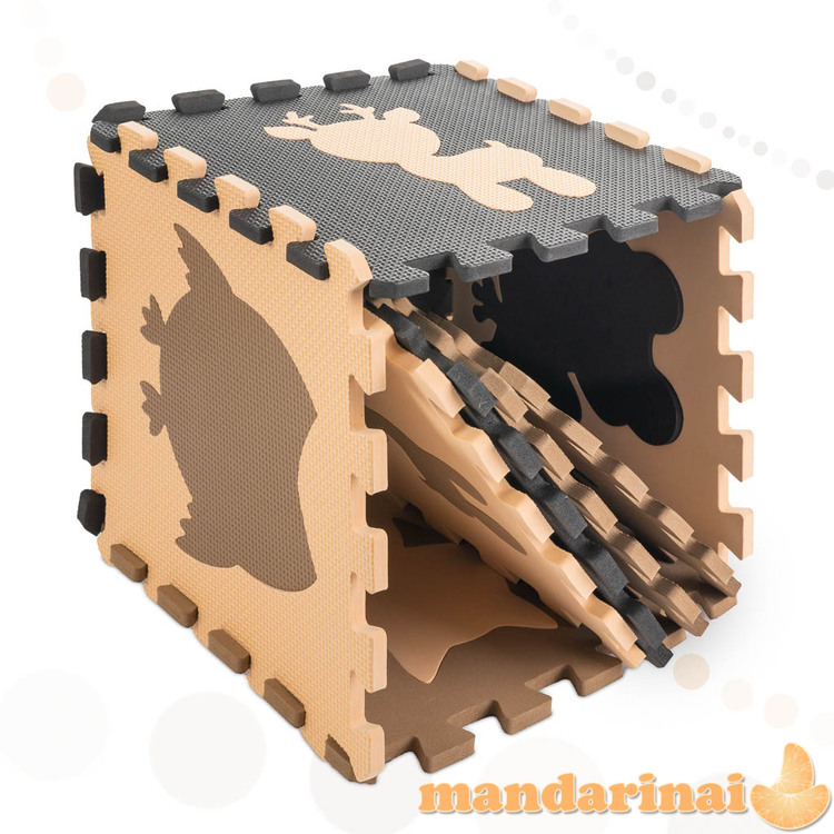 Vaikiškas porolono kilimėlis dėlionė 9el. smėlio-ruda-juoda 85cm x 85cm x 1cm 3