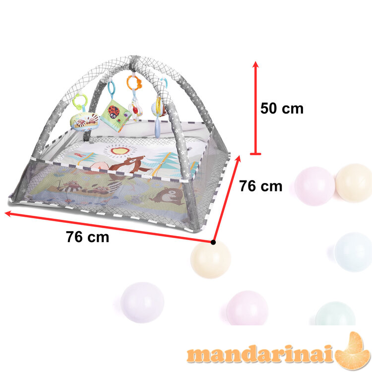 Lavinantis kilimėlis su pakylomis Playpen Pool su kamuoliukais pilkas 3