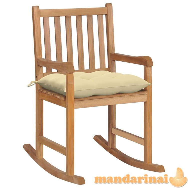 Supama kėdė su kremine pagalvėle, tikmedžio masyvas