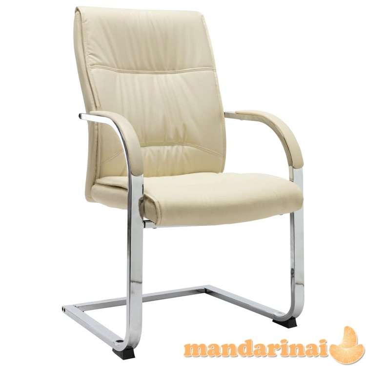 Gembinė biuro kėdė, kreminės spalvos, dirbtinė oda