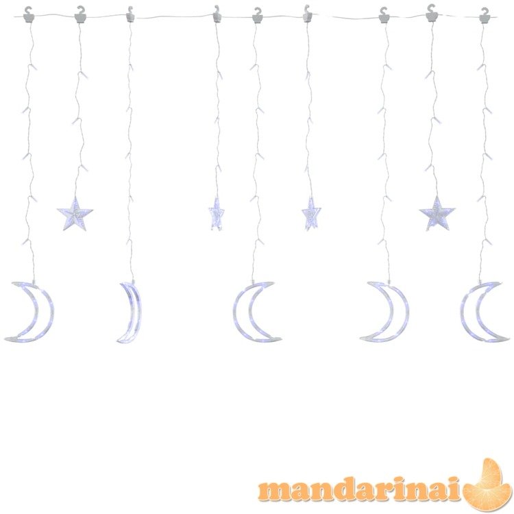 Girlianda žvaigždės ir mėnuliai, 138 mėlynos led lemputės