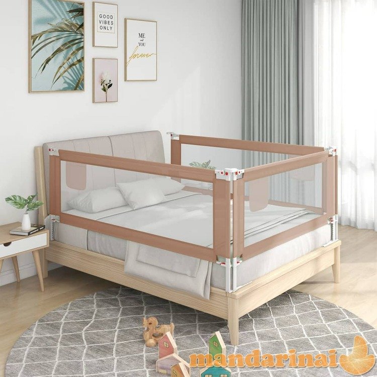 Apsauginis turėklas vaiko lovai, taupe, 180x25cm, audinys