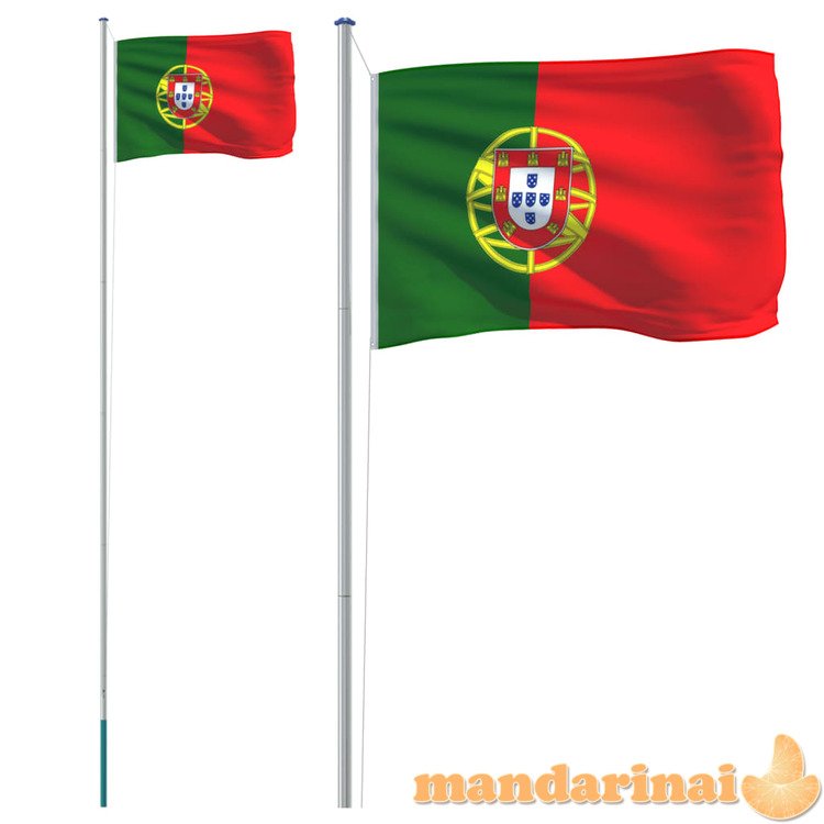 Portugalijos vėliava su stiebu, aliuminis, 6,23m