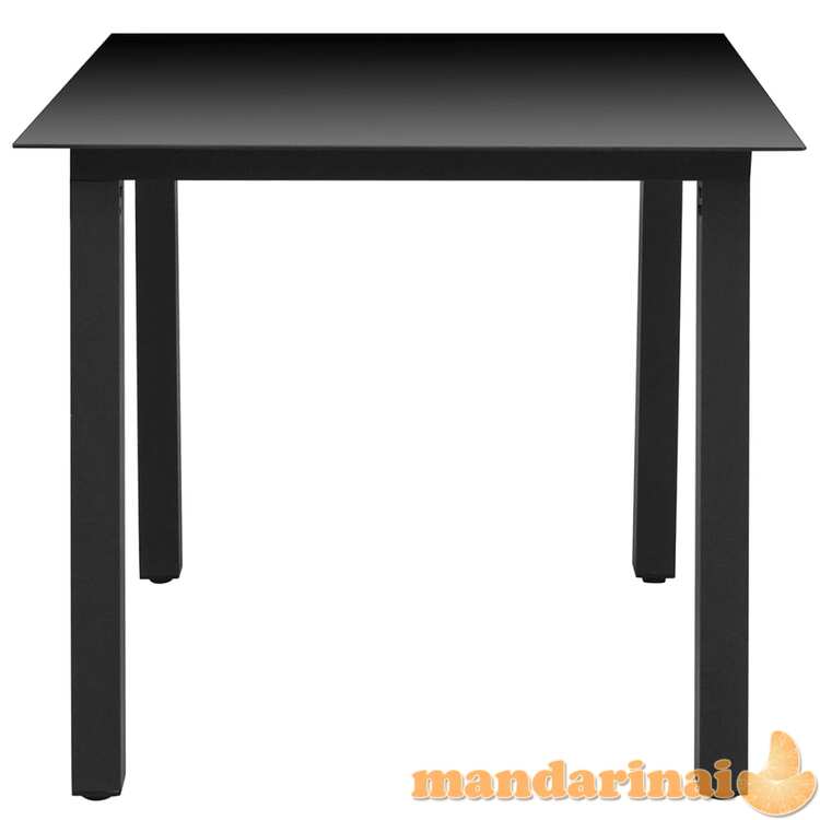 Sodo valgomojo stalas, stiklas, aliuminis, 80x80x74cm, juodas