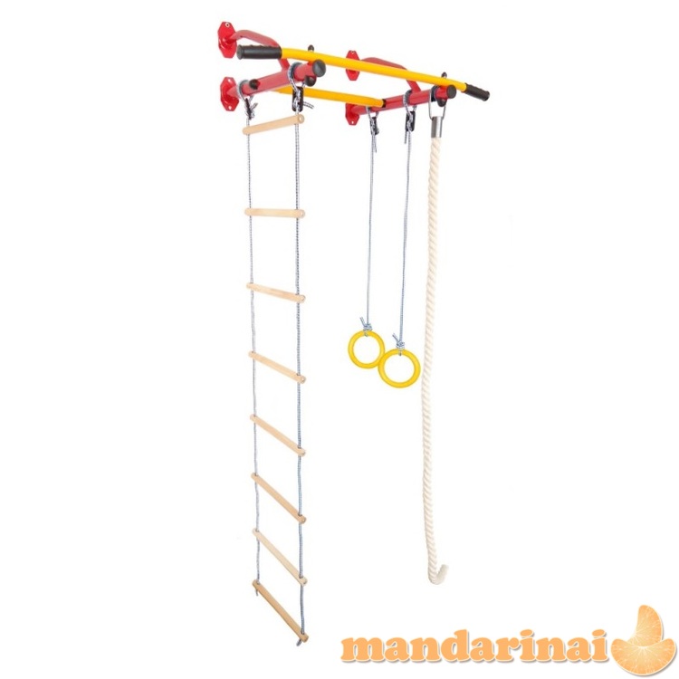 Prie sienos montuojamas skersinis su priedais SANRO ECO LIGHT Raudonai-geltonas