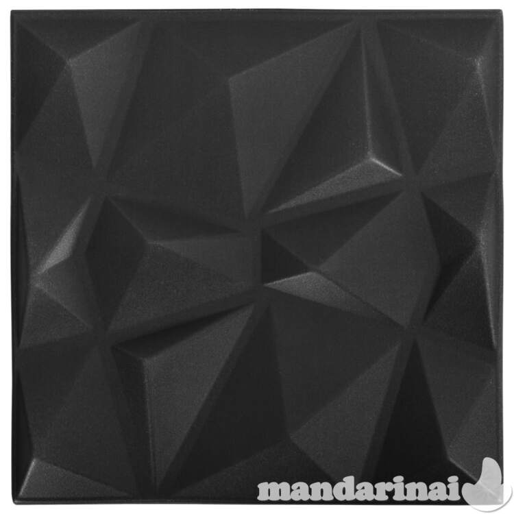 3d sienų plokštės, 24vnt., deimantų juodos, 50x50cm, 6m²
