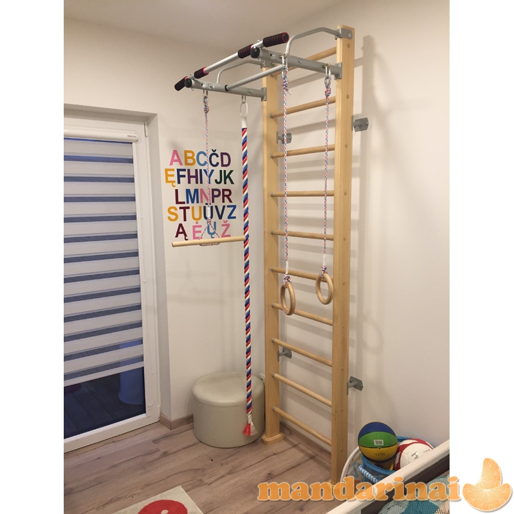 Medinė &scaron;vedi&scaron;ka gimnastikos sienelė SANRO SMILE natūrali, 243x64cm 1