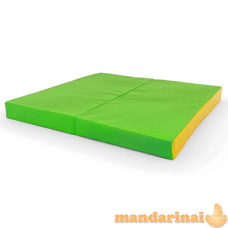 Sulankstomas gimnastikos čiužinys SANRO 100x100x10 cm žaliai-geltonas