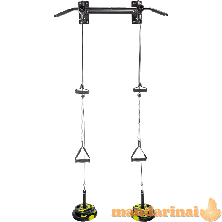 Prie sienos montuojamas prisitraukimų skersinis su skriemuliais inSPORTline RK180 ir adapteriais