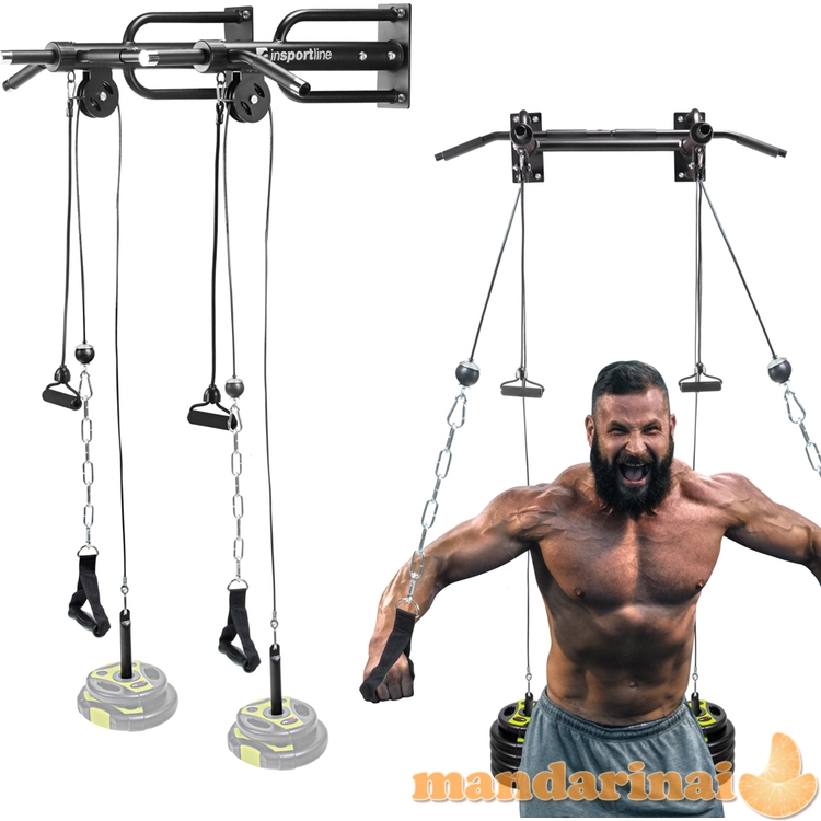 Prie sienos montuojamas prisitraukimų skersinis su skriemuliais inSPORTline RK180 ir adapteriais