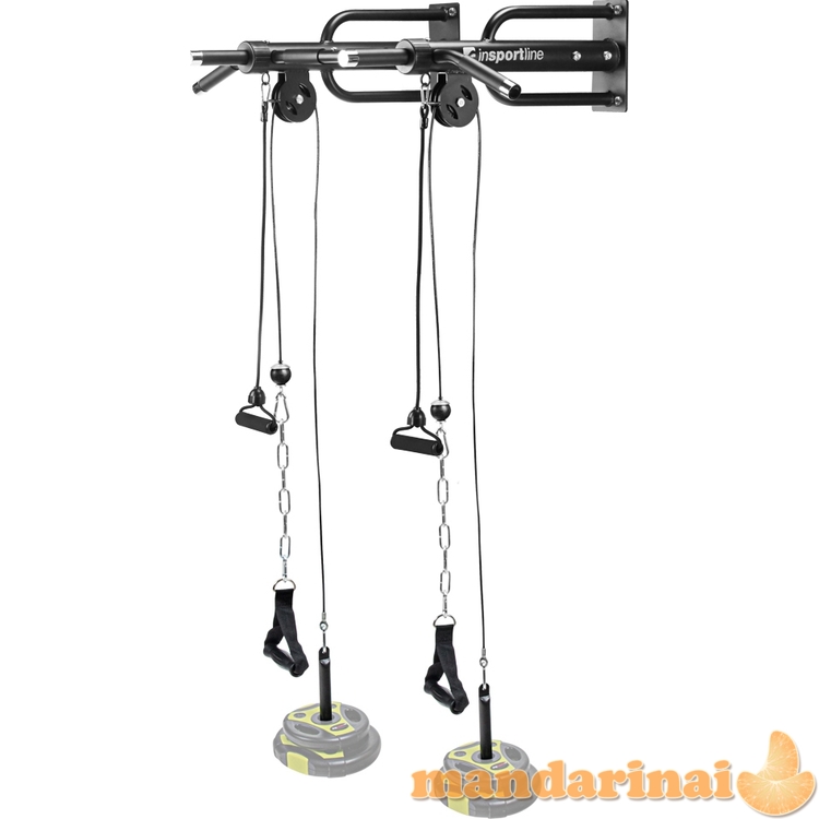 Prie sienos montuojamas prisitraukimų skersinis su skriemuliais inSPORTline RK180 ir adapteriais