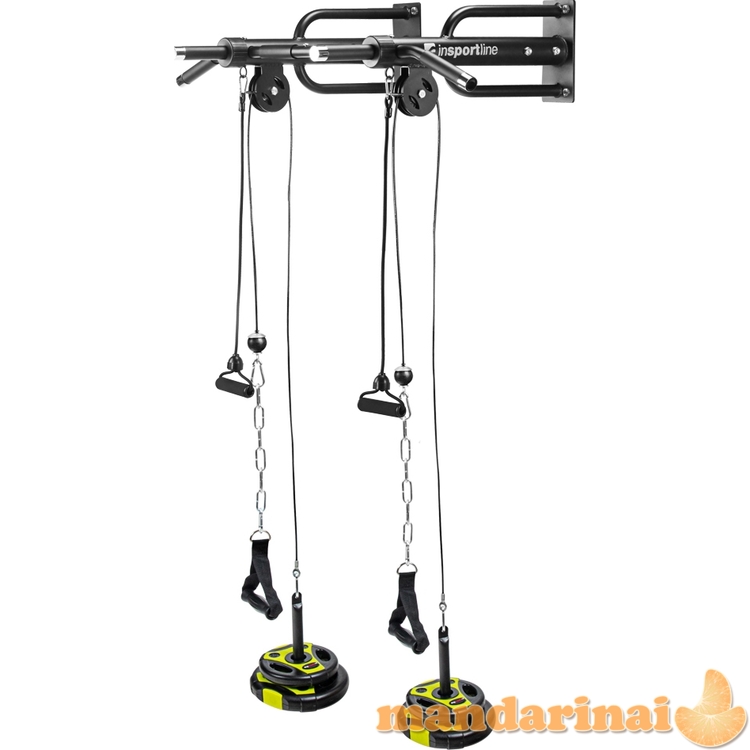 Prie sienos montuojamas prisitraukimų skersinis su skriemuliais inSPORTline RK180 ir adapteriais