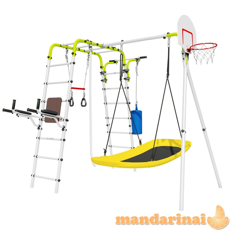 Įbetonuojamas sporto kompleksas-aik&scaron;telė vaikams SANRO FITNESS-4 baltai-salotinis, iki 100kg