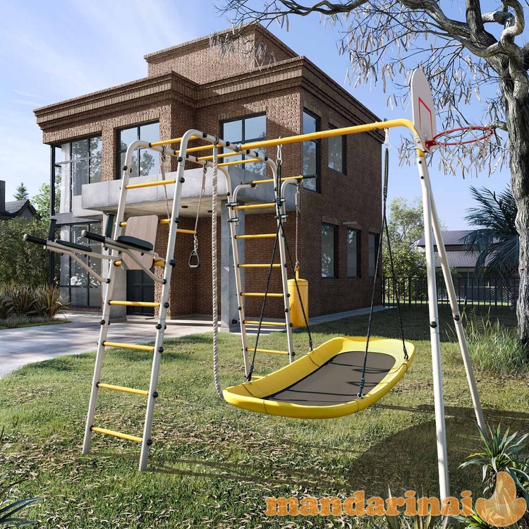 Įbetonuojamas sporto kompleksas-aik&scaron;telė vaikams SANRO FITNESS-4 baltai-salotinis, iki 100kg