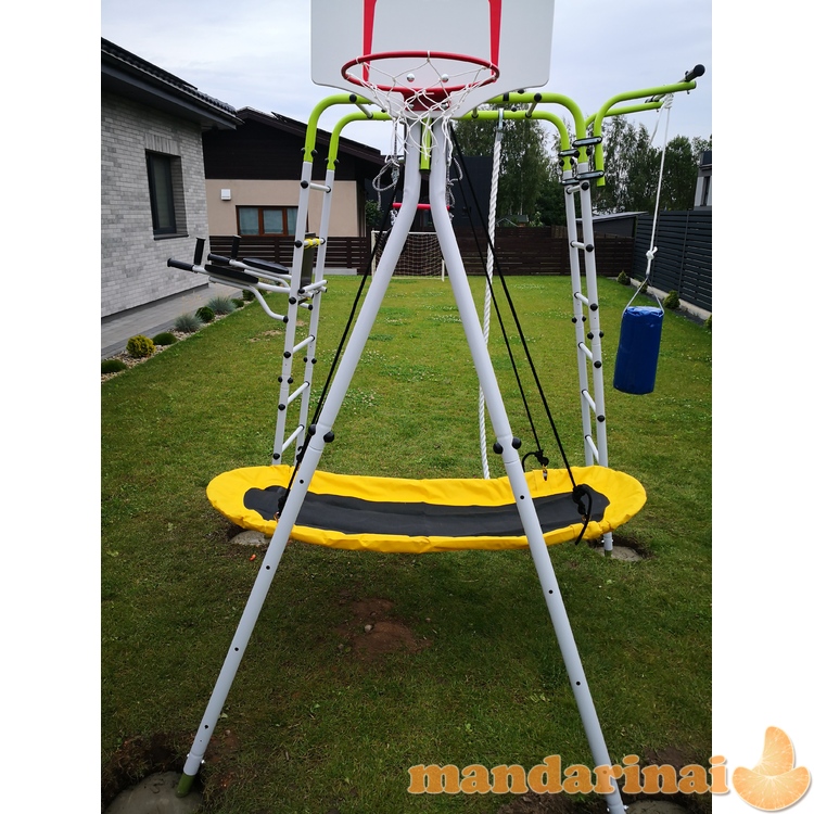 Įbetonuojamas sporto kompleksas-aik&scaron;telė vaikams SANRO FITNESS-4 baltai-salotinis, iki 100kg