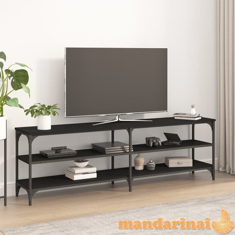 Televizoriaus spintelė, juoda, 160x30x50cm, apdirbta mediena