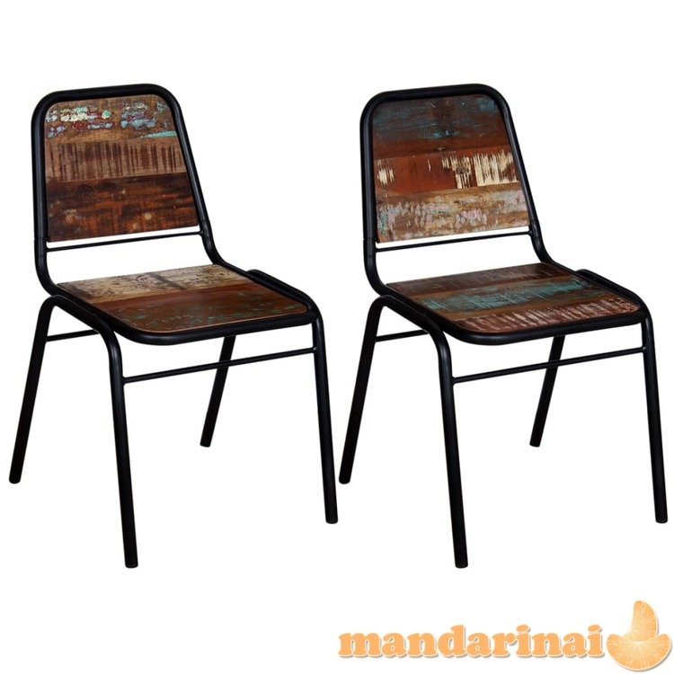 Valgomojo kėdės, 2 vnt., perdirbtos medienos masyvas