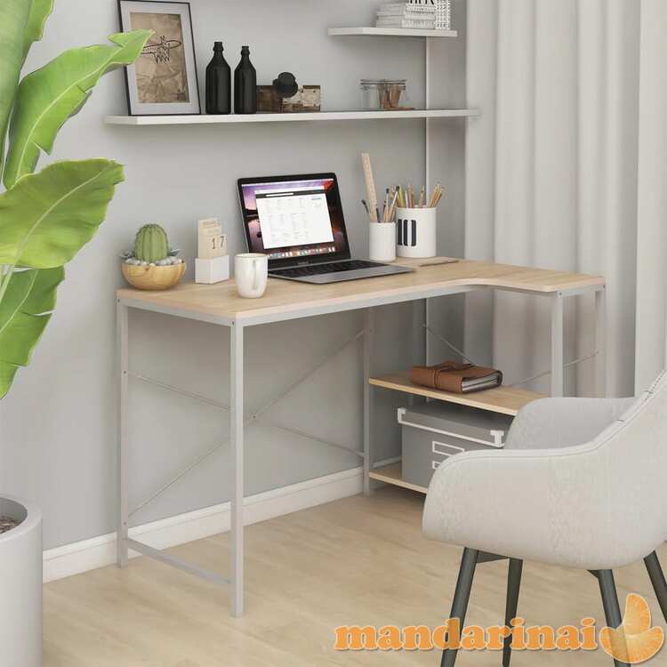 Kompiuterio stalas, baltos ir ąžuolo spalvos, 110x72x70cm, mdp