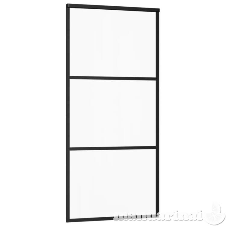Stumdomos durys, juodos, 90x205cm, esg stiklas ir aliuminis