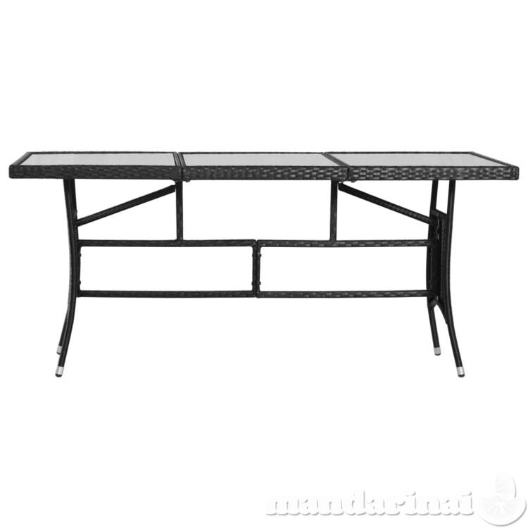 Sodo stalas, juodas, 170x80x74cm, poliratanas