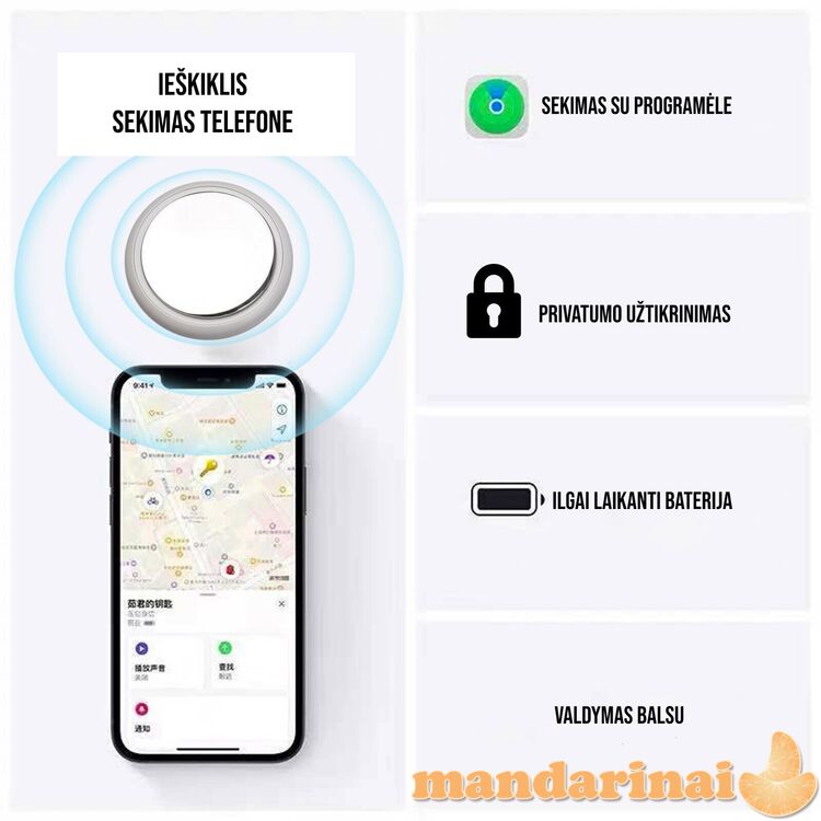 Stilingas Bluetooth raktų ieškiklis-pakabukas