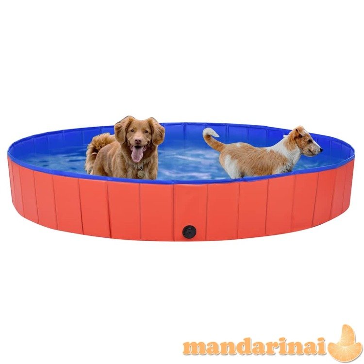 Sulankstomas baseinas šunims, raudonos spalvos, 200x30cm, pvc