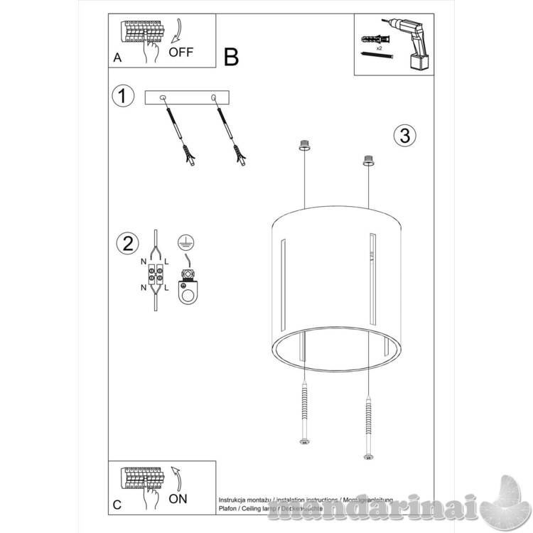 „Inez“ juodas Lubinis šviestuvas