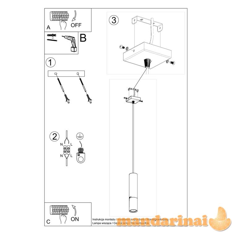 Pakabinama lemputė loopez 1 juoda/chromu