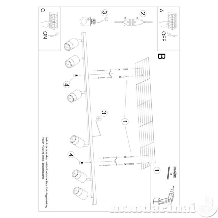 6 juodos/chromo Nero Lubinis šviestuvas 4