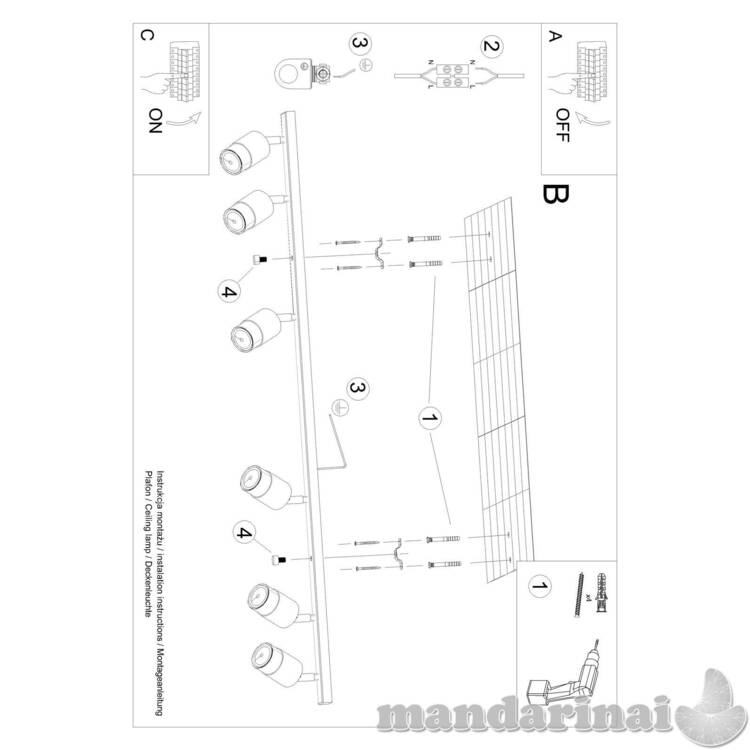 Lubinis šviestuvas Nero 6 juodas/auksinis 3