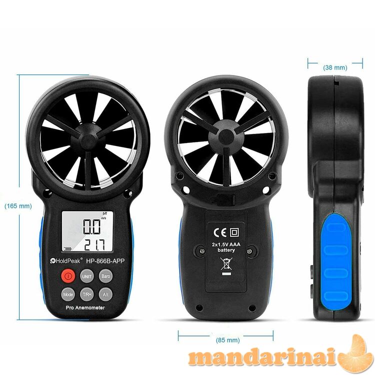 ANEMOMETRAS SU BLUETOOTH FUNKCIJA