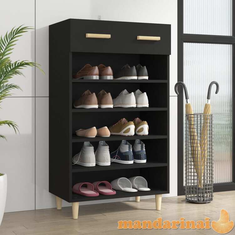 Spintelė batams, juodos spalvos, 60x35x105cm, apdirbta mediena